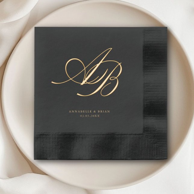 Elegant Monogram Wedding Foil Napkins (Elegant, Monogram, Wedding Foil Napkins)