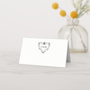 Elegant Monogram Wedding Folded Place Cards