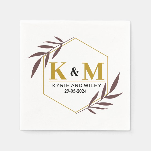 elegant monogram wedding gold napkin (Front)