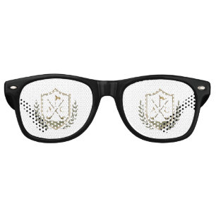 Elegant Monogram Wedding Golf Crest Retro Sunglasses