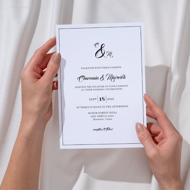 Elegant Monogram Wedding Invitation (Creator Uploaded)
