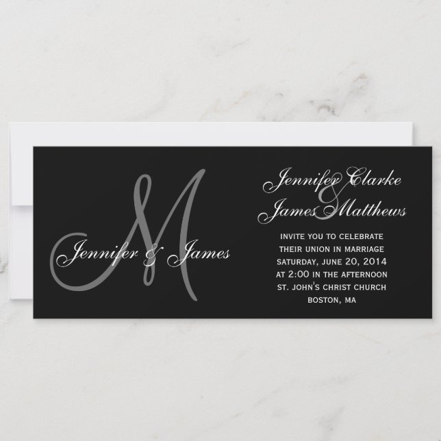 Elegant Monogram Wedding Invitations (Front)
