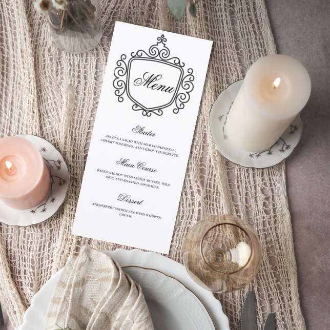Elegant Monogram Wedding Menu Card (Creator Uploaded)