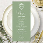 Elegant Monogram Wedding Menu Cards Sage Green<br><div class="desc">A simple chic calligraphy wedding menu card. I do offer a free customisation service,  if you have any questions or special requests,  please feel free to contact me.</div>