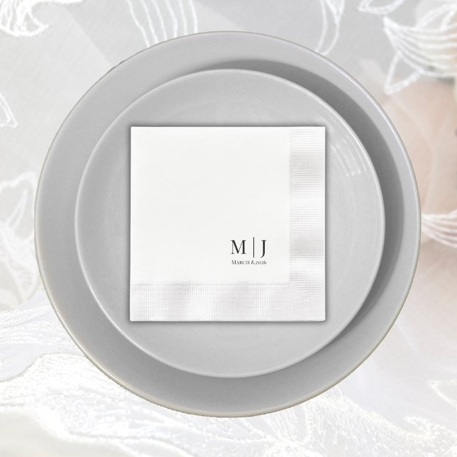 Elegant Monogram Wedding Minimalist Initials Napkin (Elegant Monogram Wedding Minimalist Initials Napkins)