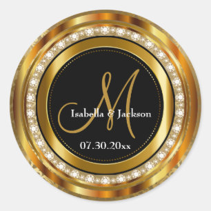 Elegant Monogram Wedding or Anniversary Design Classic Round Sticker