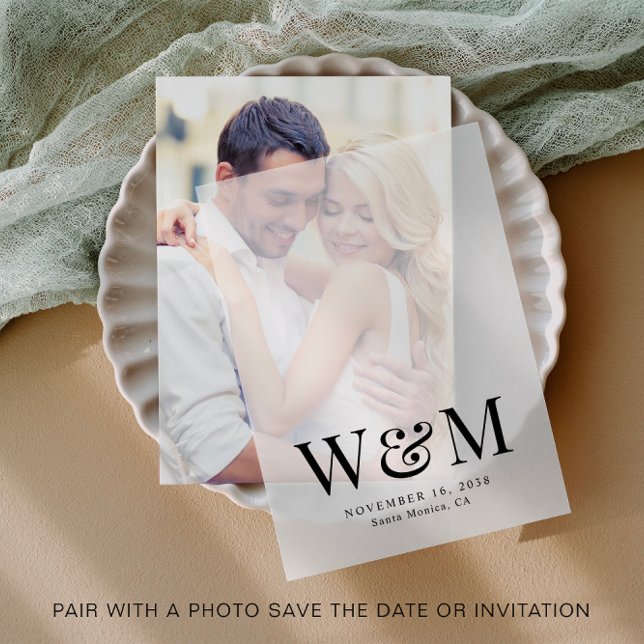 Elegant Monogram Wedding Overlay Vellum Invitations (Elevate your save the dates and wedding invitations with the timeless beauty of vellum overlays)