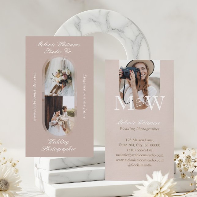 Elegant Monogram Wedding Photographer Arch Photos Business Card (Elegant Monogram Wedding Photographer Arch Photos Business Card)