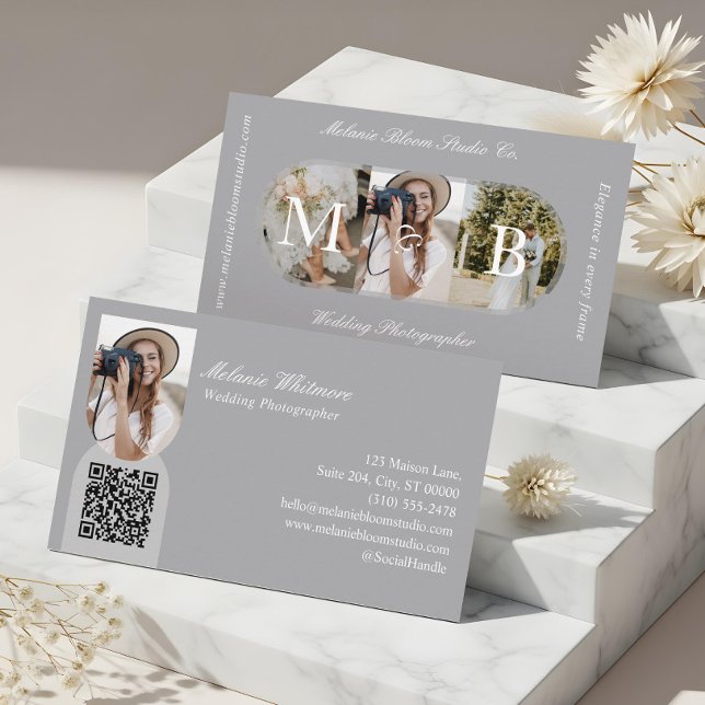 Elegant Monogram Wedding Photographer Arch Photos Business Card (Elegant Monogram Wedding Photographer Arch Photos Business Card)