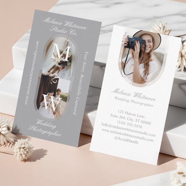 Elegant Monogram Wedding Photographer Arch Photos Business Card (Elegant Monogram Wedding Photographer Arch Photos Business Card)