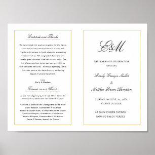 Elegant Monogram Wedding Program Outside Download Poster