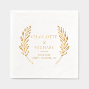 Elegant Monogram Wedding Reception Custom Foil Napkins