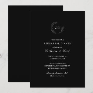 Elegant Monogram Wedding Rehearsal Dinner Invitati Invitation
