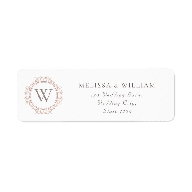 Elegant Monogram Wedding Return Address  Label (Front)