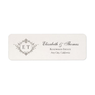 Elegant Monogram Wedding Return Address Label