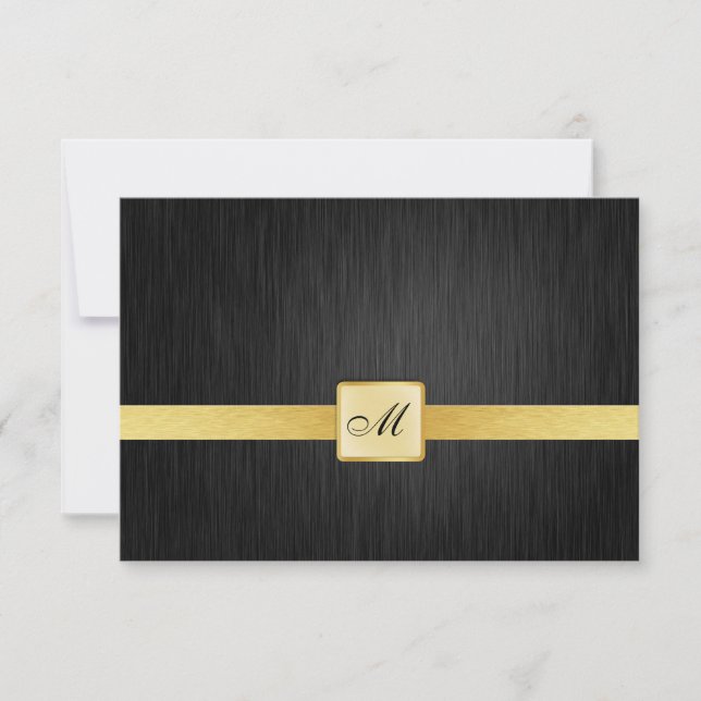 Elegant Monogram Wedding RSVP Card (Front)