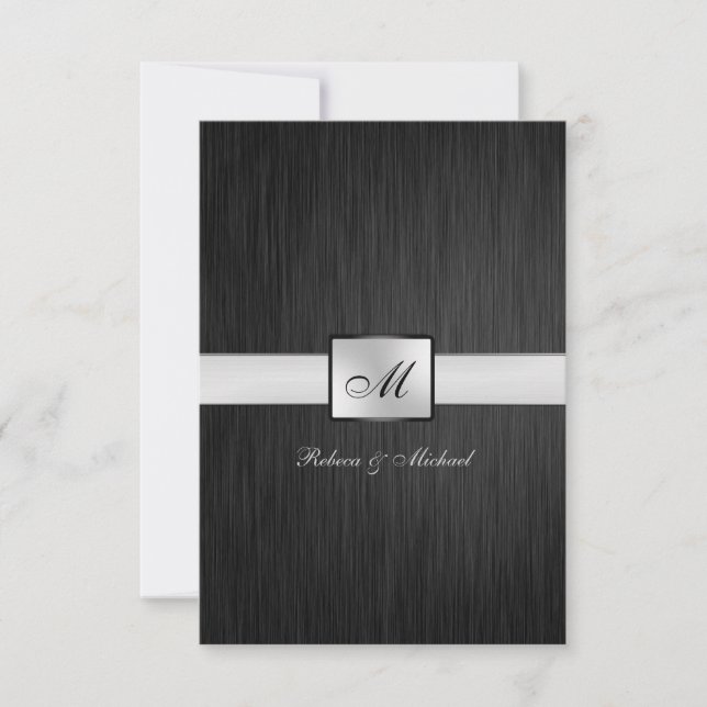 Elegant Monogram Wedding RSVP Card (Front)
