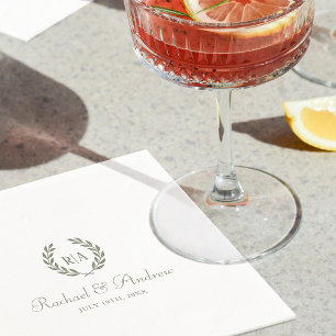 Elegant Monogram Wedding Sage Green Napkin