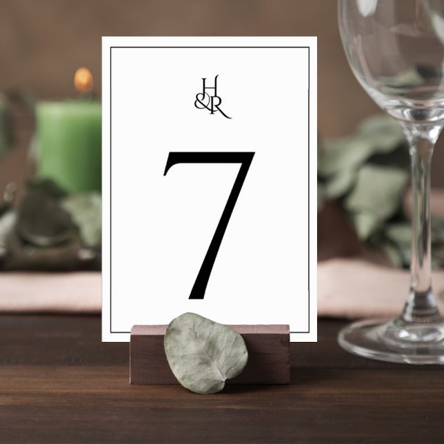 Elegant Monogram Wedding Table Number Card (Creator Uploaded)