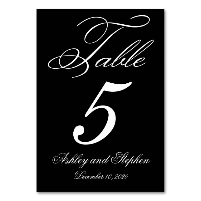 Elegant Monogram Wedding Table Number Cards (Front)