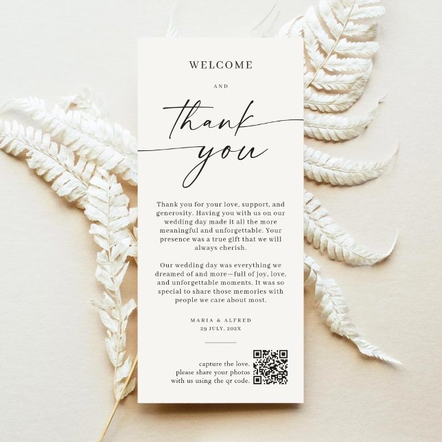 Elegant Monogram Wedding Thank You Card QR Code (Creator Uploaded)