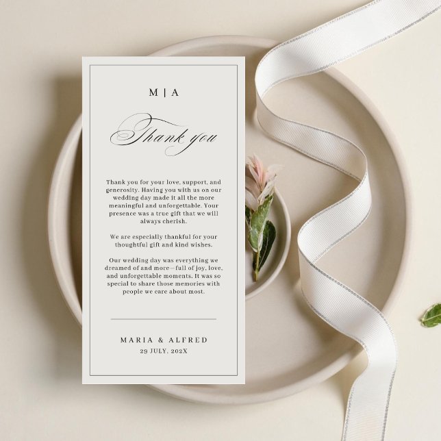 Elegant Monogram Wedding Thank You Card QR Code (Creator Uploaded)