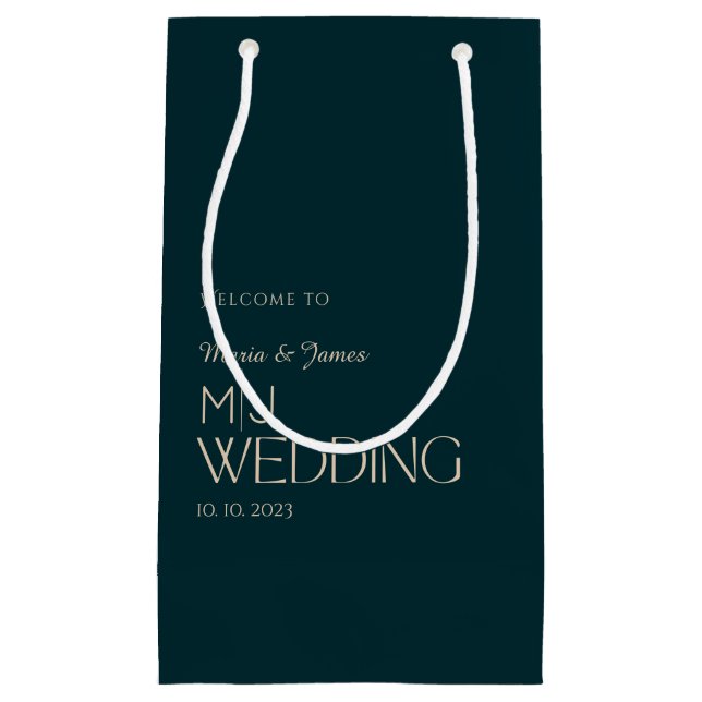 Elegant Monogram Wedding Welcome & Thank You Small Gift Bag (Front)