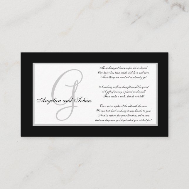 Elegant Monogram Wedding Wishing Well Cards (Front)