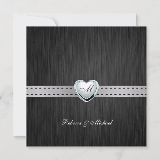 Elegant Monogram Wedding (with wording) Invitation (Front)