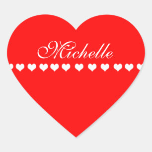 Elegant Monogram White Hearts Red Heart Sticker