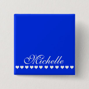 Elegant Monogram White Hearts Royal Blue 15 Cm Square Badge