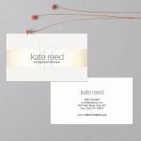 Elegant Monogram White Modern Gold Striped