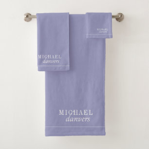 Elegant Monogram White Name Lavender Bath Towel Set
