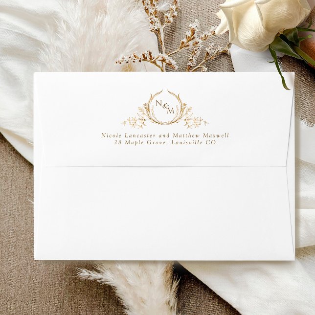  Elegant Monogram, White (or Other) Wedding Envelope (Creator Uploaded)