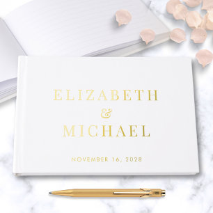 Elegant Monogram White Wedding Guest Book