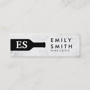 Elegant Monogram Wine Bottle Mini Business Card