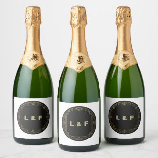 Elegant Monogram Wine Label – Black & Gold Theme