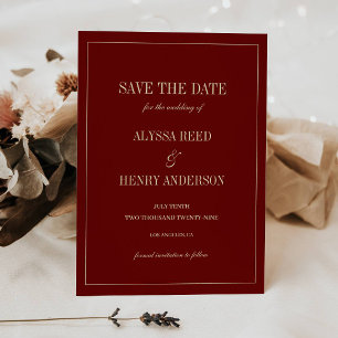 Elegant Monogram Wine Red Script Wedding Save The Date