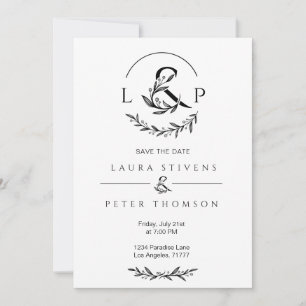 Elegant monogram with floral ampersand invite