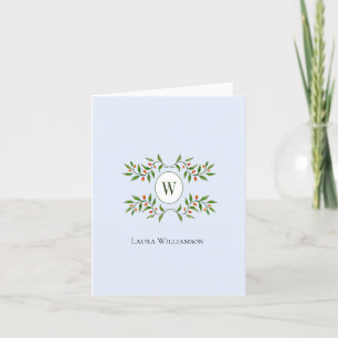 Elegant Monogram with Greenery  Thank You Card