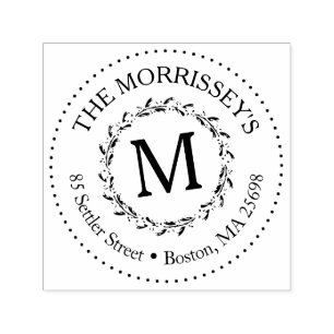 Elegant Monogram with Name and Address Self-inking Stamp