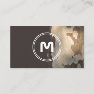 Elegant monogram wood two tone brown carpenter business card