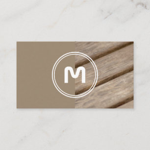 Elegant monogram wooden planks two tone brown business card
