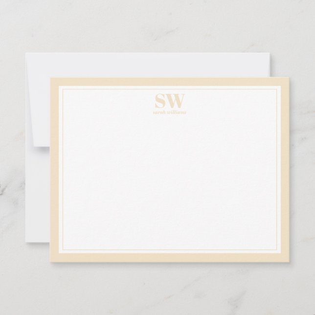 Elegant Monogram Yellow Border Minimalist Card (Front)