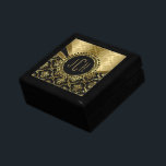 Elegant Monogramed Black & Gold Floral Damasks 2d Gift Box<br><div class="desc">Elegant gold tones dynamic lines with black background and metallic gold damasks. Design is just an image and not metallic finish. Several versions of this design available. If you need any help customising any of my designs,  contact ArtOnWear designer. Free text formatting with live help available by request.</div>
