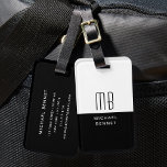 Elegant Monogrammed Black And White Luggage Tag<br><div class="desc">Personalised Elegant Monogrammed Black And White Luggage Tag.</div>