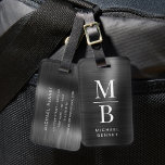 Elegant Monogrammed Black Brushed Metallic Luggage Tag<br><div class="desc">Elegant Monogrammed Black Brushed Metallic Luggage Tag.</div>