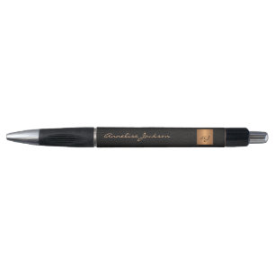 Elegant monogrammed black gold name script stylish