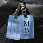 Elegant Monogrammed Blue Brushed Metallic Luggage Tag<br><div class="desc">Elegant Monogrammed Blue Brushed Metallic Luggage Tag</div>