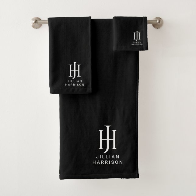 Elegant Monogrammed Blush Pink Bath Towel Set (Insitu)